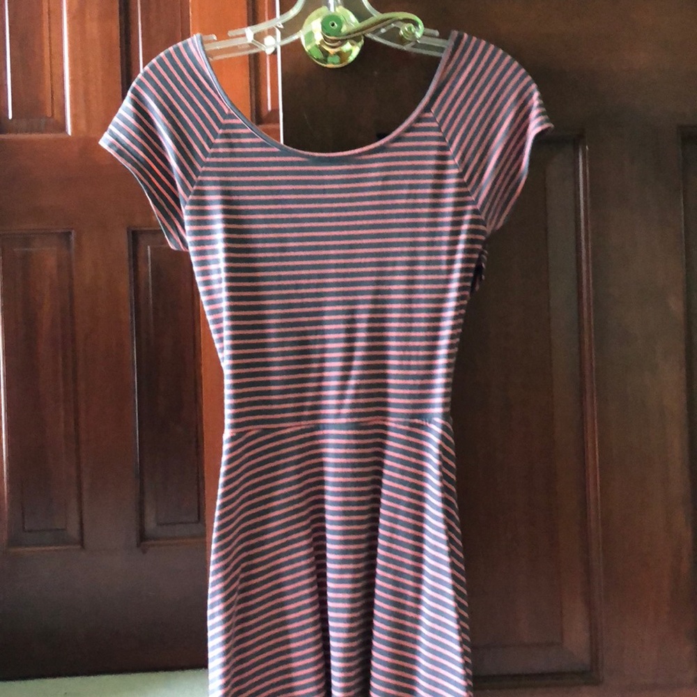 Pink and gray striped dress